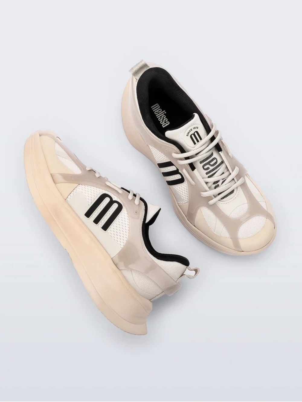 NIB Melissa X Beat Cream and Black Platform Sneakers